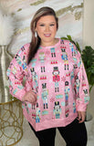 Pink Nutcracker printed long sleeve top
