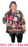 Pink Floral flutter top with wide sleeves