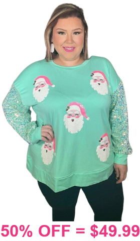 Sequin Santa Christmas top