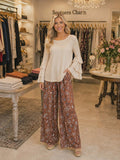 Brown bandana paisley pants