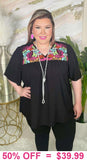 Black Blouse With Colorful Embroidery