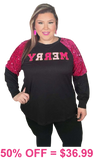 MERRY Hot Pink sequin long sleeve top