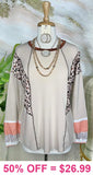 Tan & Leopard Light weight long sleeve top
