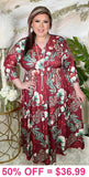 Maroon Floral Printed Dress