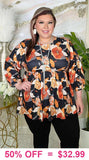 Rust Floral Baby Doll Top