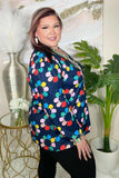 Navy Flower long sleeve top