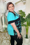 Turquoise concho color block top