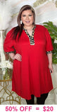 M, 3X : Red Dress with leopard trim