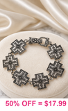 Silver Western cross bracelet with magnetic clasp