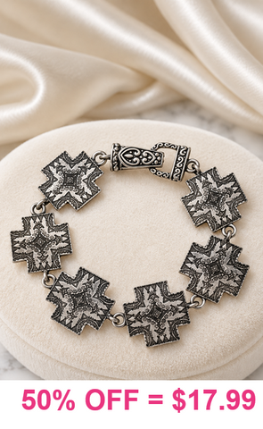 Silver Western cross bracelet with magnetic clasp