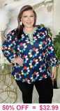 Navy Flower long sleeve top