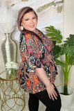 Paisley lace up top with gathered waist