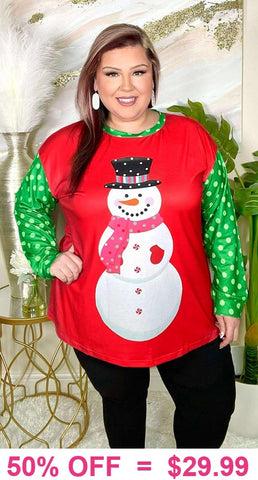 Snowman Christmas long sleeve top