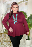 Maroon shark bite hem line top