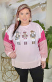 Pink NUTCRACKER Sweater with fuzzy sleeves