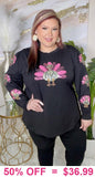 S, L, XL, 2X, 3X  Sequin turkey long sleeve top