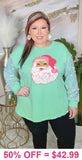 Mint SANTA Top with sequin sleeves