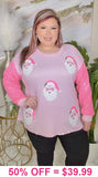 Neon pink Sequin Santa long sleeve