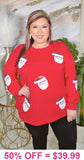Red long sleeve with SANTA Sequin Patches