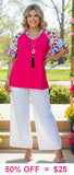 Large Pink Top floral bell sleeve