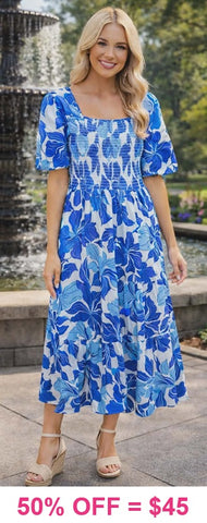 NEW Blue & White Floral Maxi