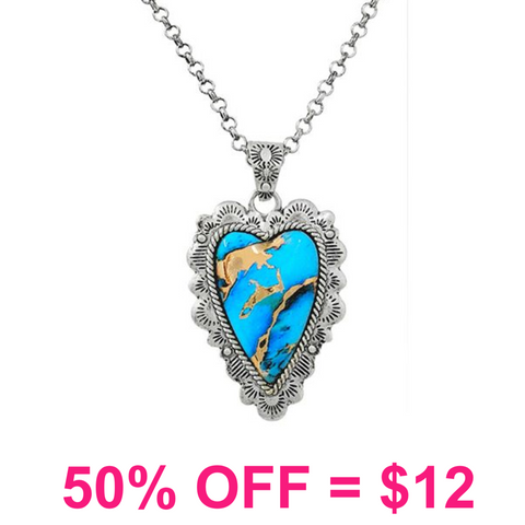 Western Filigree Heart Stone Necklace