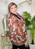 Brown Tribal print long sleeve top