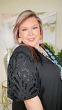 Black Top with crochet sleeves