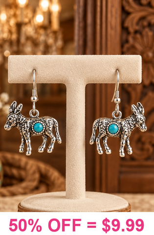 Silver Donkey earrings with turquoise stone