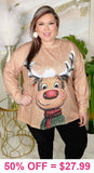 2X, 3X : Rudolph long sleeve top