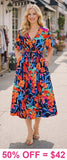 Black, Blue, Orange Floral Dress
