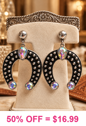 Burnished Silver squash blossom earrings with bling