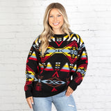 Black, Red, Yellow Thick Tribal Sweater