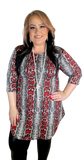 M, L, 2X  : Grey & Red Snake SCOOP Tunic