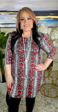 M, L, 2X  : Grey & Red Snake SCOOP Tunic
