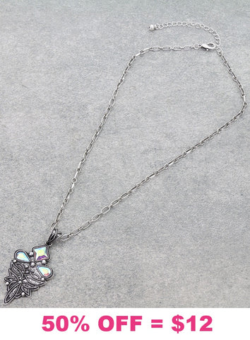 Boot Stitch Pendant Western Necklace with bling