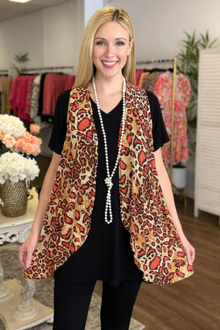 Red & Tan Leopard Vest