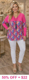 Pink printed long sleeve top