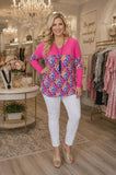 Pink printed long sleeve top
