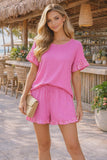 NEW! Pink Top & Short set with pearl detail