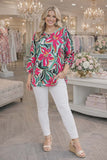 Pink & Turquoise Floral Top