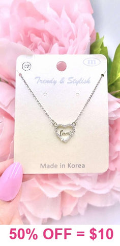 LOVE Heart necklace gold or silver