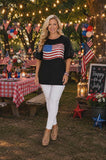 USA Sequin flag black top