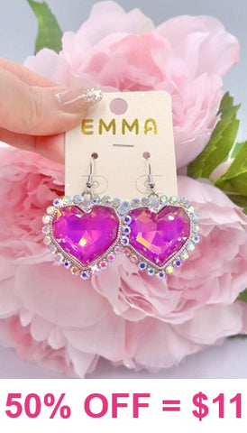 Fuchsia Heart Gem earrings