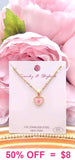 Pink Heart bling charm gold necklace
