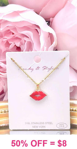 Red Kiss gold necklace