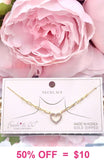 Bling Heart pendant on gold chain necklace