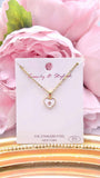 White Heart bling charm gold necklace