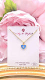 Blue Heart bling charm gold necklace