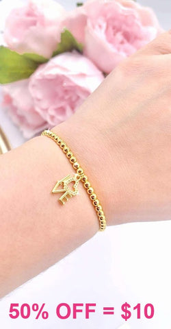 LOVE Charm gold beaded bracelet